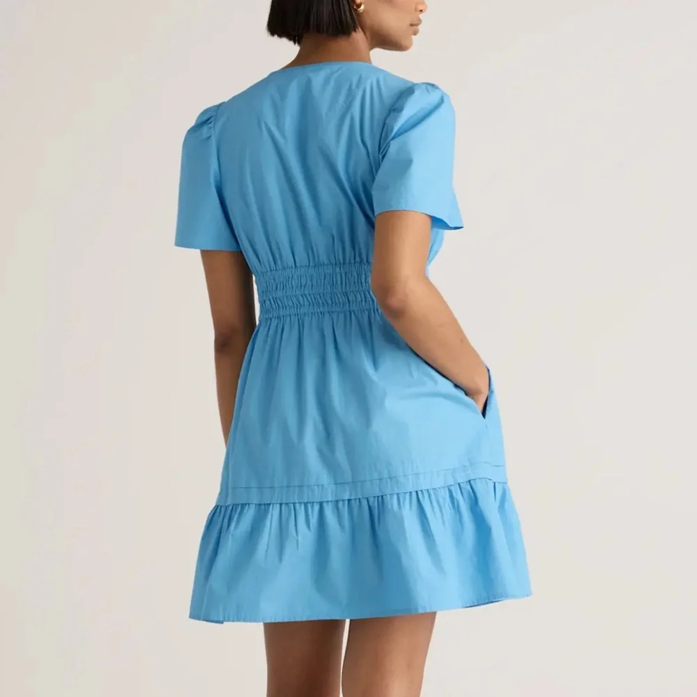 Quince Blue Organic Cotton Short Sleeve Sundress - Picture 2 of 7